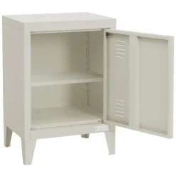 Nachttisch 40x30x58 cm Hellgrau aus Stahl mit verstellbarer Regalboden ML Design-ECD Germany New