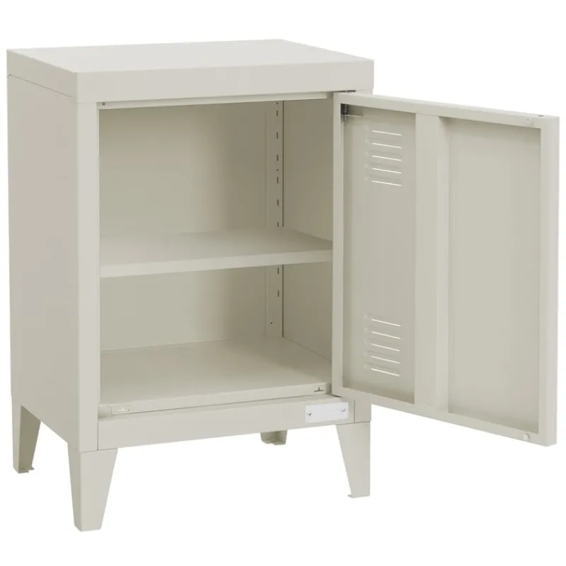 Nachttisch 40x30x58 cm Hellgrau aus Stahl mit verstellbarer Regalboden ML Design-ECD Germany New