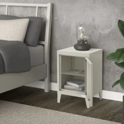 Nachttisch 40x30x58 cm Hellgrau aus Stahl mit verstellbarer Regalboden ML Design-ECD Germany New