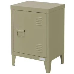 Nachttisch 40x30x58 cm Olive aus Stahl mit verstellbarer Regalboden ML Design-ECD Germany Online