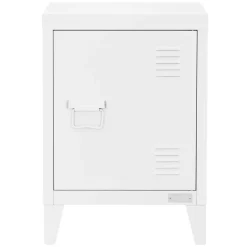 Nachttisch 40x30x58 cm Weiß aus Stahl mit verstellbarer Regalboden ML Design-ECD Germany Sale