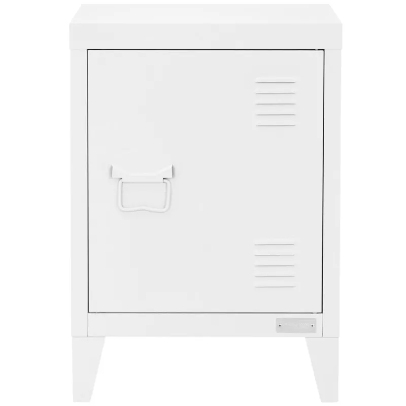 Nachttisch 40x30x58 cm Weiß aus Stahl mit verstellbarer Regalboden ML Design-ECD Germany Sale