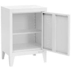 Nachttisch 40x30x58 cm Weiß aus Stahl mit verstellbarer Regalboden ML Design-ECD Germany Sale