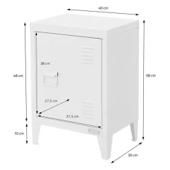 Nachttisch 40x30x58 cm Weiß aus Stahl mit verstellbarer Regalboden ML Design-ECD Germany Sale
