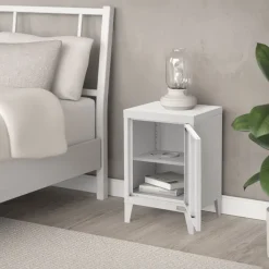 Nachttisch 40x30x58 cm Weiß aus Stahl mit verstellbarer Regalboden ML Design-ECD Germany Sale