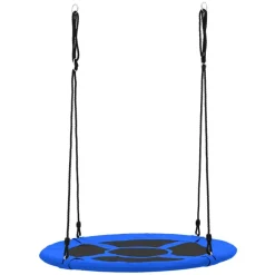 Nestschaukel für Kinder Ø100 cm Blau/Schwarz aus Polyester-ECD Germany Best