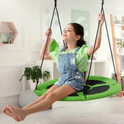 Nestschaukel für Kinder Ø100 cm Grün/Schwarz aus Polyester-ECD Germany