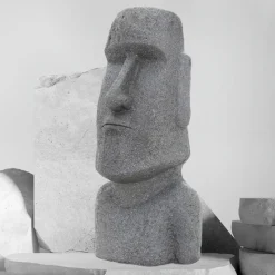 Osterinsel Kopf Figur 37x26x78 cm Grau aus Steinguss Kunstharz-ECD Germany Discount