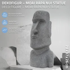 Osterinsel Kopf Figur 37x26x78 cm Grau aus Steinguss Kunstharz-ECD Germany Discount