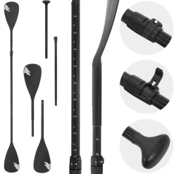 Paddel 2 in 1 für Stand Up Paddle SUP Board imn Schwarz aus Aluminium-ECD Germany Online