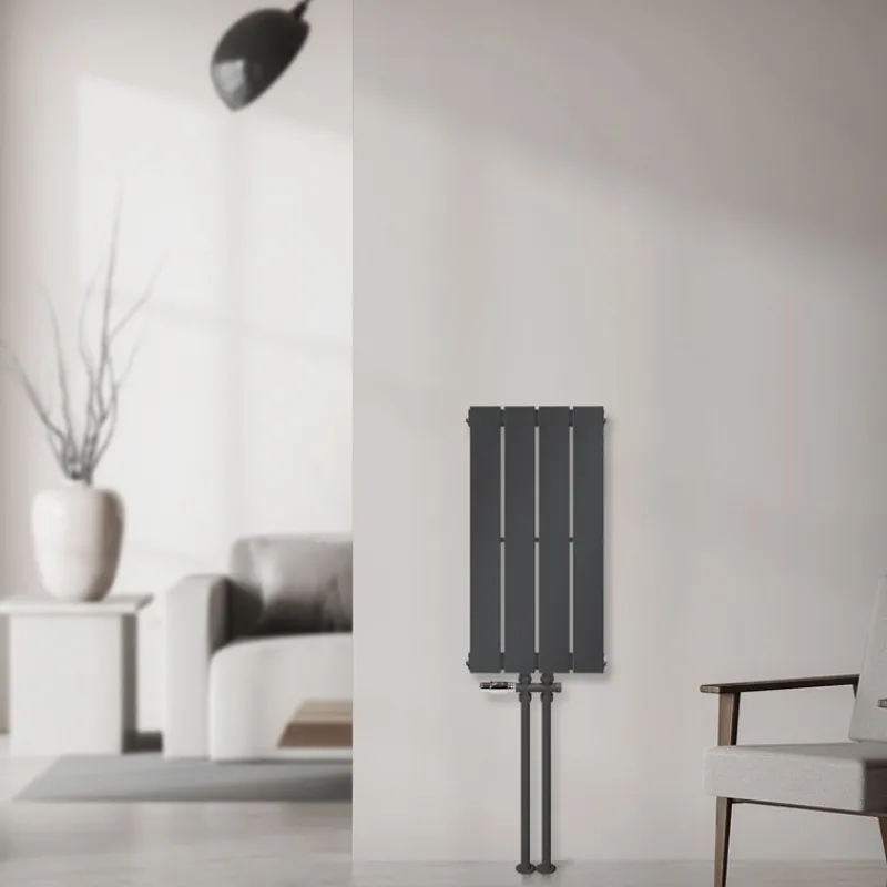 Paneelheizkörper Einlagig 600x300 mm Anthrazit mit Boden Anschlussgarnitur ML-Design-ECD Germany Hot