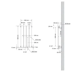 Paneelheizkörper Einlagig 600x300 mm Anthrazit mit Boden Anschlussgarnitur ML-Design-ECD Germany Hot