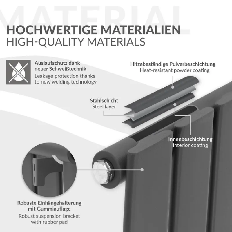 Paneelheizkörper Einlagig 600x300 mm Anthrazit ML-Design-ECD Germany