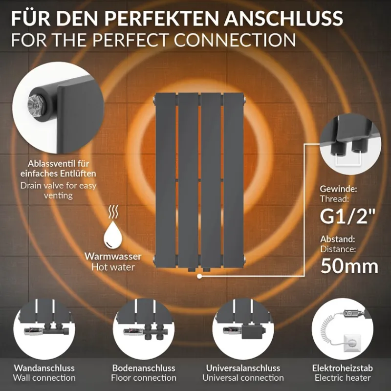 Paneelheizkörper Einlagig 600x300 mm Anthrazit ML-Design-ECD Germany