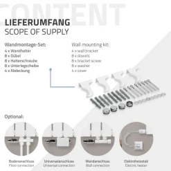 Paneelheizkörper Einlagig 600x300 mm Weiß mit Wand Anschlussgarnitur ML-Design-ECD Germany Sale