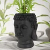 Pflanztopf Buddha Kopf 23x23x44 cm Anthrazit aus Polyresin ML-Design-ECD Germany Outlet