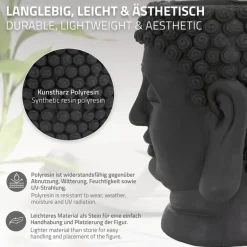 Pflanztopf Buddha Kopf 23x23x44 cm Anthrazit aus Polyresin ML-Design-ECD Germany Outlet