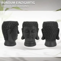 Pflanztopf Buddha Kopf 23x23x44 cm Anthrazit aus Polyresin ML-Design-ECD Germany Outlet
