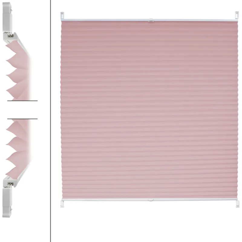 Plissee 55x200 cm Rosa inkl. Befestigungsmaterial-ECD Germany New
