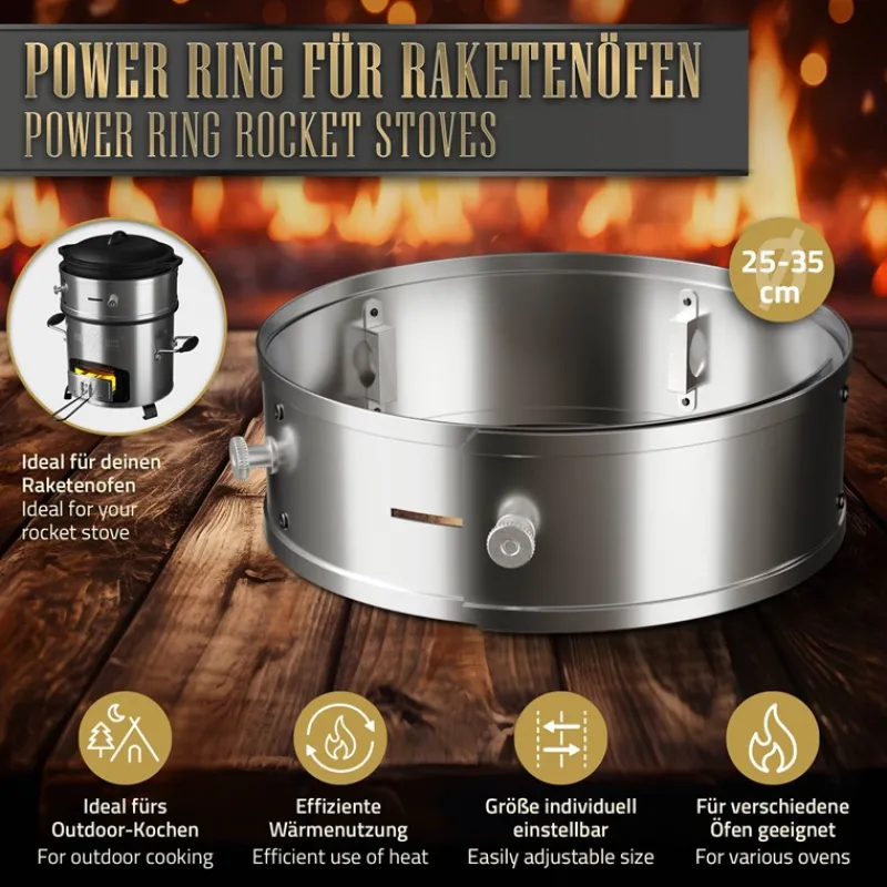Power Ring für Raketenofen Ø 25-35 x 9 cm aus Edelstahl BBQ#BOSS-ECD Germany Discount