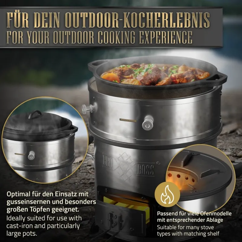 Power Ring für Raketenofen Ø 25-35 x 9 cm aus Edelstahl BBQ#BOSS-ECD Germany Discount