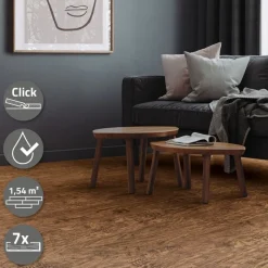 PVC Vinylboden Bodenbelag Set 7 Dielen 4,2mm für 1,54m² mit Klick-System Akazie ML-Design-ECD Germany Hot