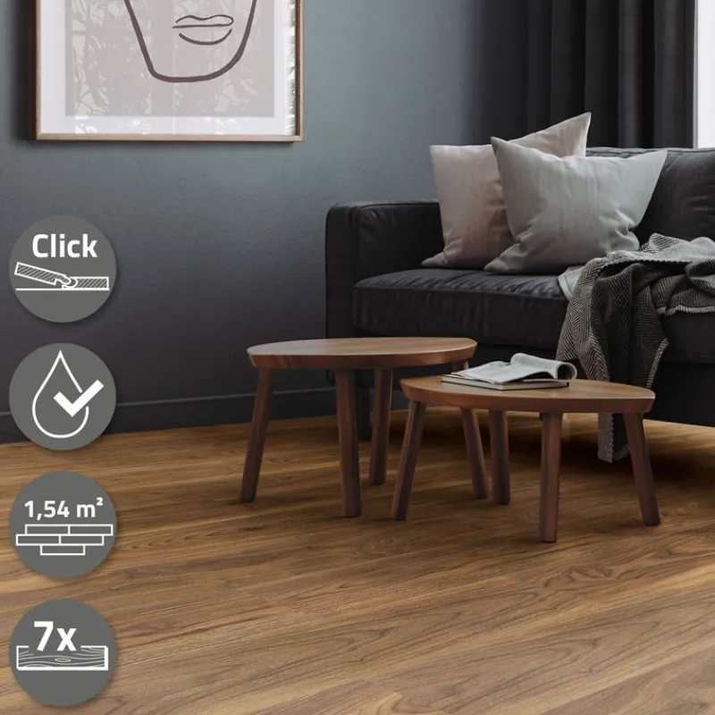 PVC Vinylboden Bodenbelag Set 7 Dielen 4,2mm für 1,54m² mit Klick-System Eiche Outtrigger ML-Design-ECD Germany