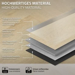 PVC Vinylboden Bodenbelag Set à 20 Dielen 4,2mm für 1,56m² mit Klick-System Fischgräte Eiche natur ML-Design-ECD Germany
