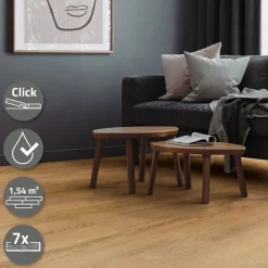 PVC Vinylboden Bodenbelag Set 7 Dielen 4,2mm für 1,54m² mit Klick-System Eiche Sandbar ML-Design-ECD Germany Hot