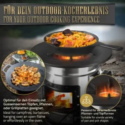 Raketenofen mit Grillpfanne und Power Ring inkl. Tragetasche Silber BBQ#BOSS-ECD Germany Online