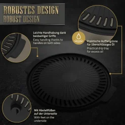 Raketenofen silber aus Stahl inkl. Gusseisen Grillplatte und Tragetasche BBQ#BOSS-ECD Germany Best
