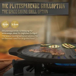 Raketenofen silber aus Stahl inkl. Gusseisen Grillplatte und Tragetasche BBQ#BOSS-ECD Germany Best