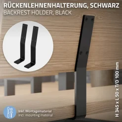 Rückenlehnenhalterung 2er Set 345 x 90 mm Schwarz aus Stahl ML-Design-ECD Germany New