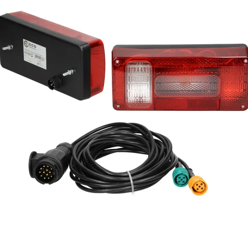 Rückleuchten Satz für Anhänger 12V verkabelt mit 13-poligem Stecker-ECD Germany Hot