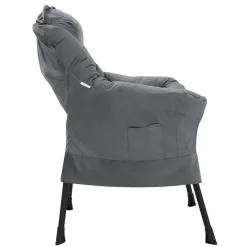 Relaxsessel Anthrazit mit Armlehnen und dickem Kopfkissen und Metallgestell Loungesessel bis 120 kg ML-Design-ECD Germany Discount