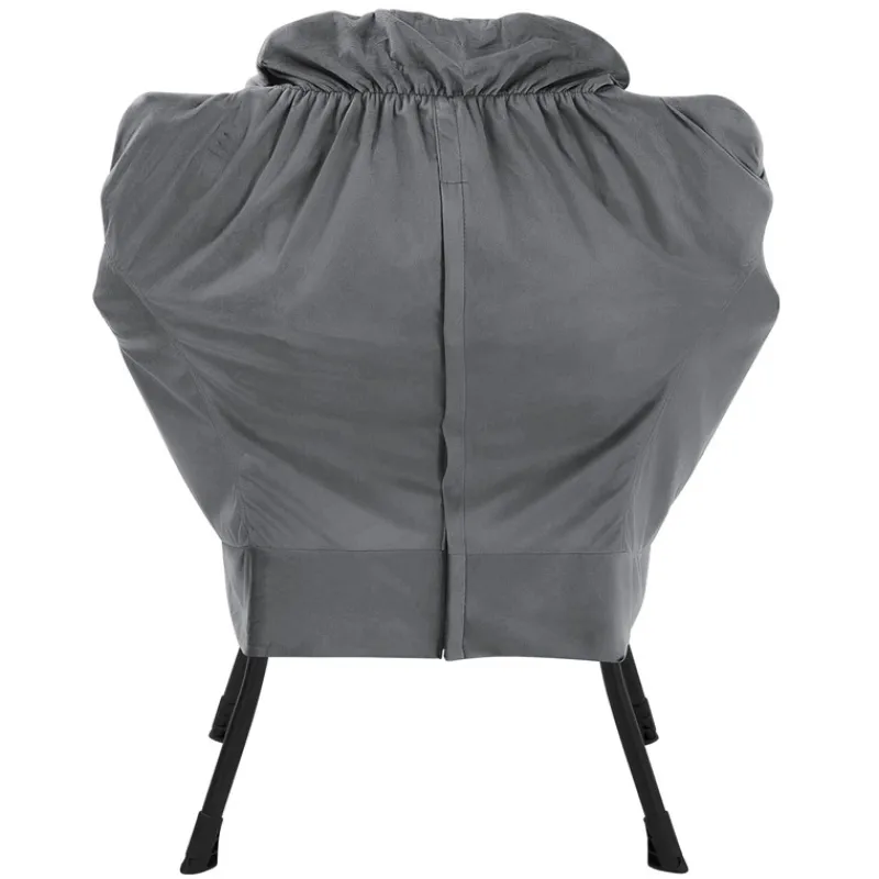 Relaxsessel Anthrazit mit Armlehnen und dickem Kopfkissen und Metallgestell Loungesessel bis 120 kg ML-Design-ECD Germany Discount