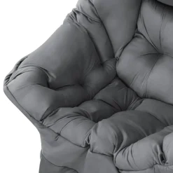 Relaxsessel Anthrazit mit Armlehnen und dickem Kopfkissen und Metallgestell Loungesessel bis 120 kg ML-Design-ECD Germany Discount