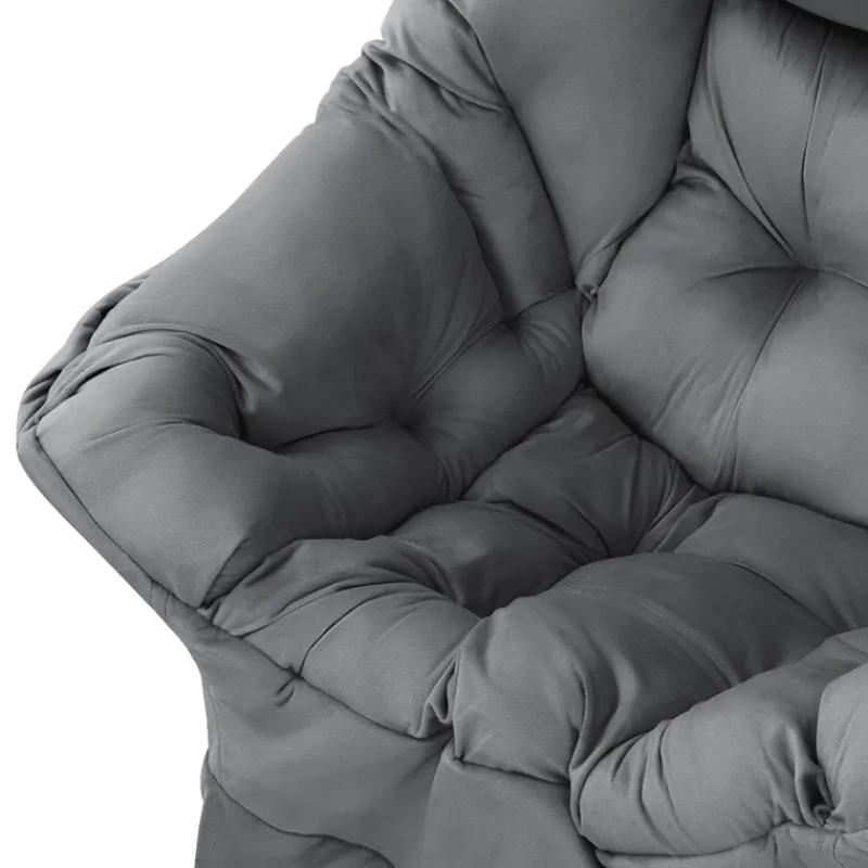 Relaxsessel Anthrazit mit Armlehnen und dickem Kopfkissen und Metallgestell Loungesessel bis 120 kg ML-Design-ECD Germany Discount