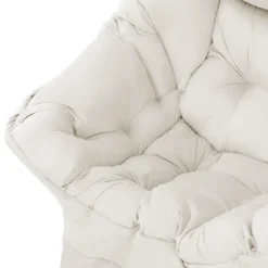 Relaxsessel Creme mit Armlehnen und dickem Kopfkissen und Metallgestell Loungesessel bis 120 kg ML-Design-ECD Germany Outlet