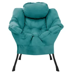 Relaxsessel Petrol mit Armlehnen und dickem Kopfkissen und Metallgestell Loungesessel bis 120 kg ML-Design-ECD Germany Hot