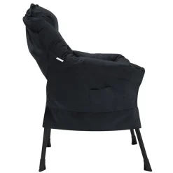 Relaxsessel Schwarz mit Armlehnen und dickem Kopfkissen und Metallgestell Loungesessel bis 120 kg ML-Design-ECD Germany Best