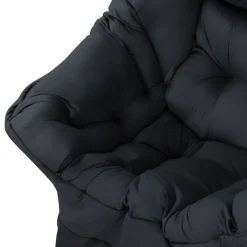 Relaxsessel Schwarz mit Armlehnen und dickem Kopfkissen und Metallgestell Loungesessel bis 120 kg ML-Design-ECD Germany Best