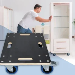 Rollbrett Möbelroller 40 x 60 cm aus Multiplex mit Feststellbremsen Tragkraft 800 kg-ECD Germany Hot