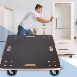 Rollbrett Möbelroller 60 x 80 cm aus Multiplex mit Feststellbremsen Tragkraft 800 kg-ECD Germany Online