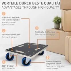Rollbrett Möbelroller 35 x 50 cm aus Multiplex Tragkraft 800 kg-ECD Germany Hot