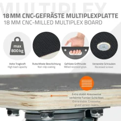 Rollbrett Möbelroller 35 x 50 cm aus Multiplex Tragkraft 800 kg-ECD Germany Hot