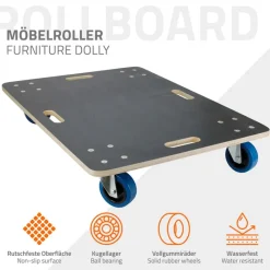 Rollbrett Möbelroller 60 x 80 cm aus Multiplex Traglast 800 kg-ECD Germany Online