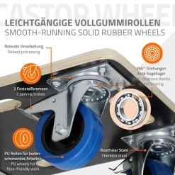 Rollbrett Möbelroller 35 x 50 cm aus Multiplex mit Feststellbremsen Traglast 800 kg-ECD Germany