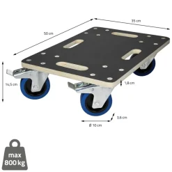 Rollbrett Möbelroller 35 x 50 cm aus Multiplex mit Feststellbremsen Traglast 800 kg-ECD Germany