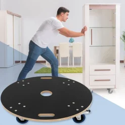 Rollbrett Möbelroller rund Ø 77 cm aus Multiplex mit Feststellbremsen Tragkraft 800 kg-ECD Germany Hot